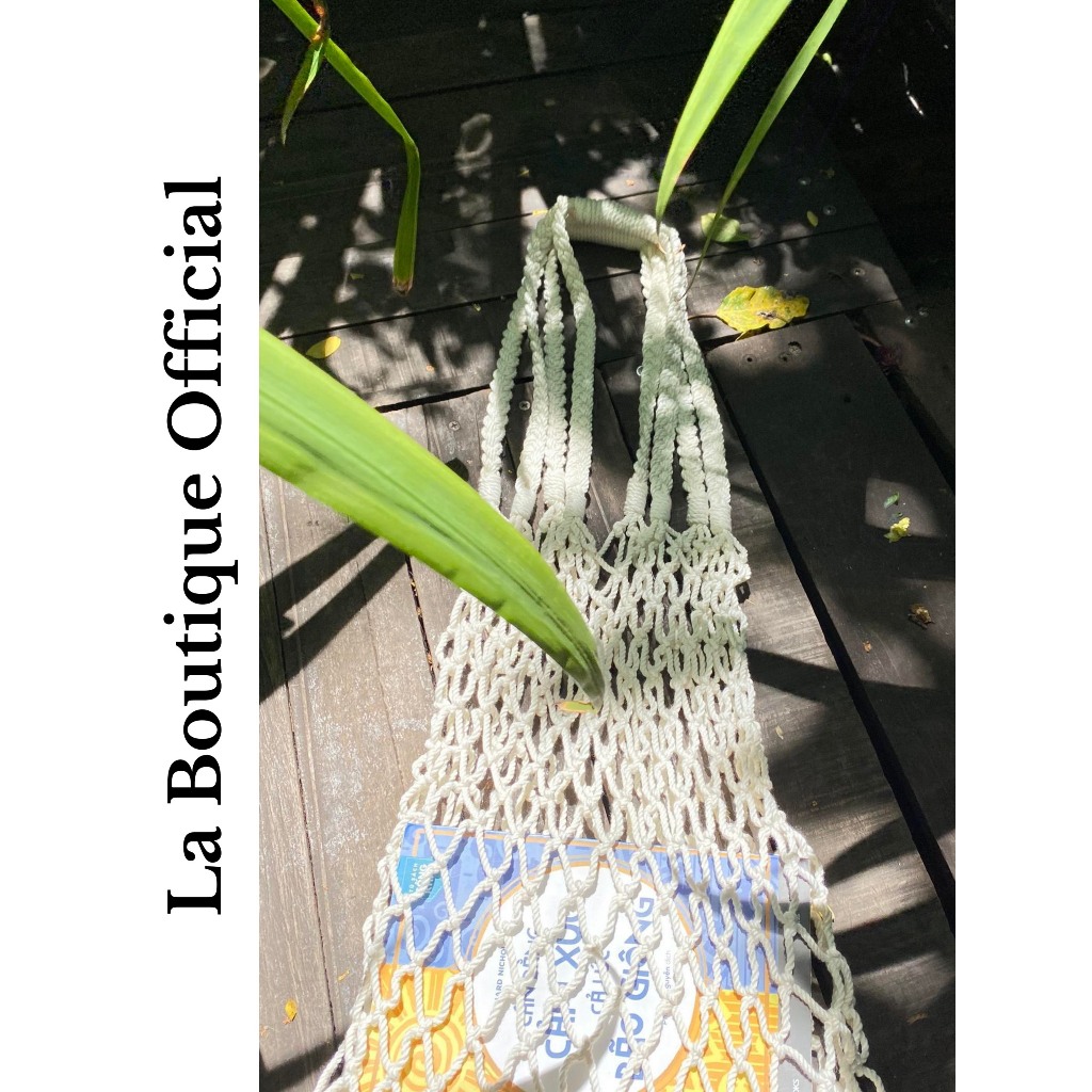 Túi lưới trắng đan móc handmade phù hợp đi biển LA BOUTIQUE (túi crochet mùa hè)