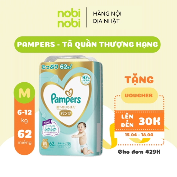 Tã Bỉm Quần Pampers Nhật Thượng Hạng, size M62 Hàng nội địa Nhật