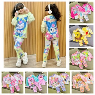 11-45kg bộ tay dài quần dài bé gái, áo cánh dơi, thun lạnh 3d annkids mềm đẹp 712