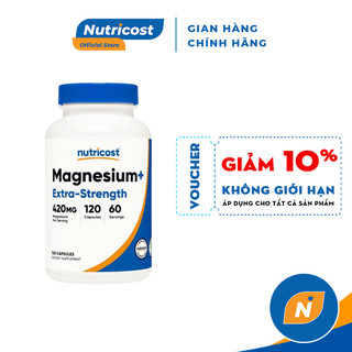 NUTRICOST MAGNESIUM + EXTRA - STRENGTH 420MG - Cải Thiện Tr.í Nhớ và Hỗ Trợ Giấc Ngủ 120 Viên Nhộng