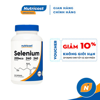 NUTRICOST SELENIUM 200MCG Viên Uống Hỗ Trợ Sức Khỏe Tăng Cường Mi ễn Dịch Cho C ơ Thể 240 Viên Nhộng