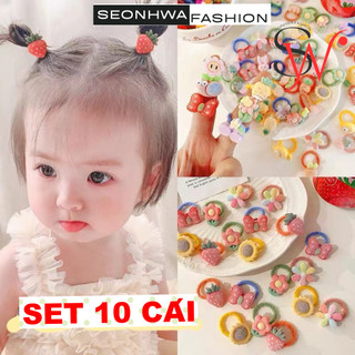 Set 10 Dây Cột Tóc Co Giãn Hoạt Hình Dễ Thương Cho Bé Gái X8703