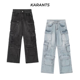 Quần Jean Nhiều Túi Hộp Y2K Karants Local Brand Ống Rộng Streetwear Hot Trend - KQ20
