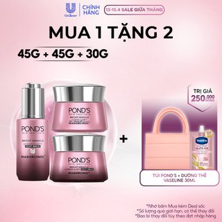  Bộ 1 Serum và kem dưỡng sáng da ngày& đêm Pond's Bright Miracle mờ thâm sạm với 50X Niasorcinol  30G+45G+45G