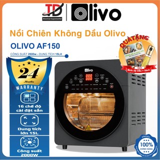 Nồi chiên không dầu olivo af150, 15lit - 2500w, 16 chức năng nấu và phụ kiện đa dạng, hàng chính hãng