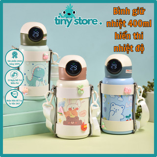 Bình giữ nhiệt cho bé 400ml hiển thị nhiệt độ có dây đeo, bình nước giữ nhiệt cho bé dung tích 400ml