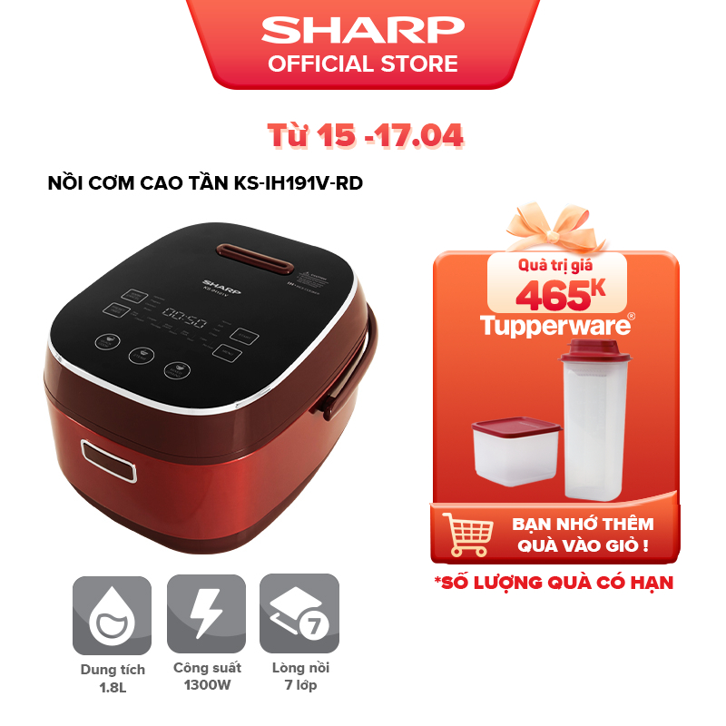 Nồi Cơm Cao Tần Cảm Ứng Sharp 1.8L Ks-Ih191V-Rd