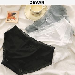 Quần lót nữ su lụa băng lạnh thoáng mát,  Quần chíp nữ kháng khuẩn viền ren gợi cảm DEVARI L369