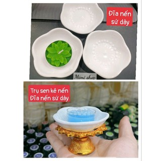 Đĩa nến sứ dày , đĩa nến sứ hoa anh đào