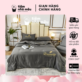 Bộ Chăn Ga Gối Phi Lụa 4 Món Dream City Basic Lông Vũ Sang Trọng Hàng Cao Cấp Nhập Khẩu Tiệm Nhà Mêu