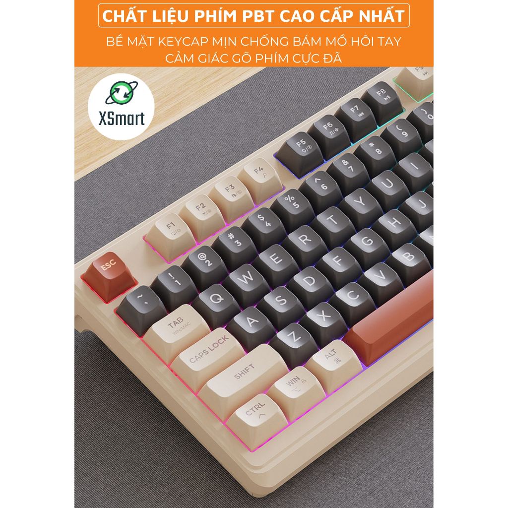 Bộ Bàn Phím Không Dây Bluetooth M96 LED 7 Màu Có Màn Hình, 2 Mode, Phím PBT Cao Cấp, Gõ Êm Chống Ồn Cho Win/ Mac OS | BigBuy360 - bigbuy360.vn