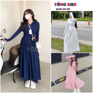 Áo khoác chống nắng toàn thân nữ dáng váy chất thun lạnh chống tia UV, Váy chống nắng nữ chất cotton lạnh - TONGKHO
