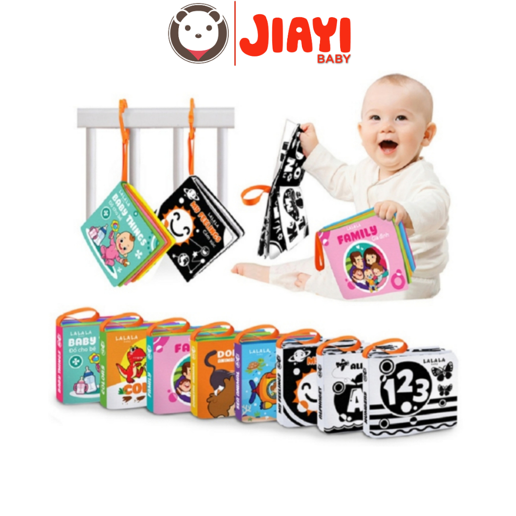 Sách vải 8 mặt Lalala Baby cho bé sơ sinh 0 đến 12 tháng kích thước 12x11cm