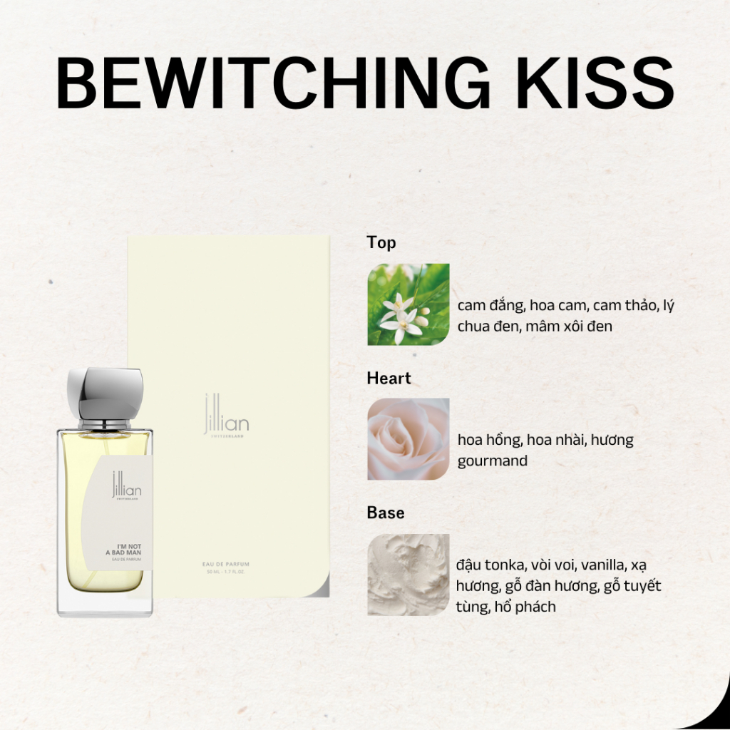 Nước hoa Jillian Nữ Bewitching Kiss 50ml - ngọt ngào, sắc sảo, trẻ trung