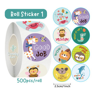 Cuộn 500 sticker nhãn dán tròn khen thưởng (nhiều mẫu)
