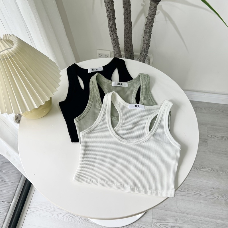 Áo croptop ba lỗ thun gân