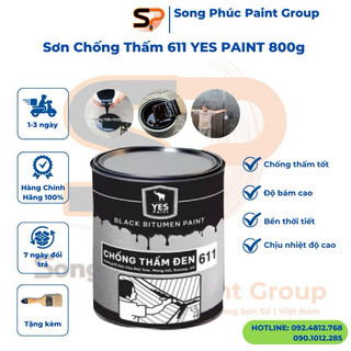 CHỐNG THẤM VOI ĐEN 611 YES LON 2KG7 ( bitum nguyên chất màu đen )