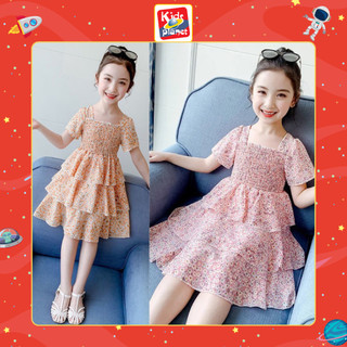 Váy hoa nhí cộc tay nhiều tầng cho bé gái (N00710)