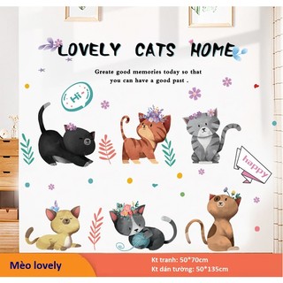 Decal dán tường những chú MÈO LOVELY cho bé- Tranh dán tường