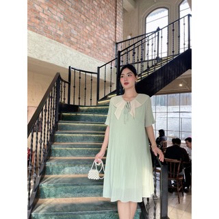 Mummum/ đầm bầu dáng suông xếp ly
