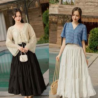 Olv - chân váy xòe dài 2 màu skirt