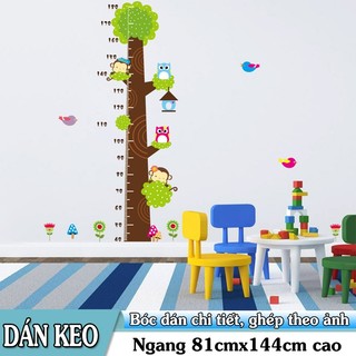 Decal trang trí Thước đo Cây Xanh Cú Mèo mới