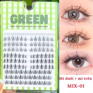  Mi Giả Tách Cụm Mix Mi Trên Và Mi Dưới Tái Sử Dụng Nhiều Lần Thủy Mi Green  Tặng 1 keo nhíp cho 1 đơn hàng  