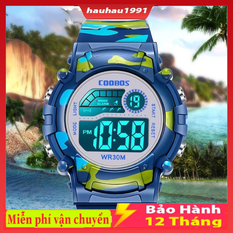 Đồng hồ trẻ em thể thao Coobos cho bé trai và bé gái không thấm nước và có đèn dạ quang