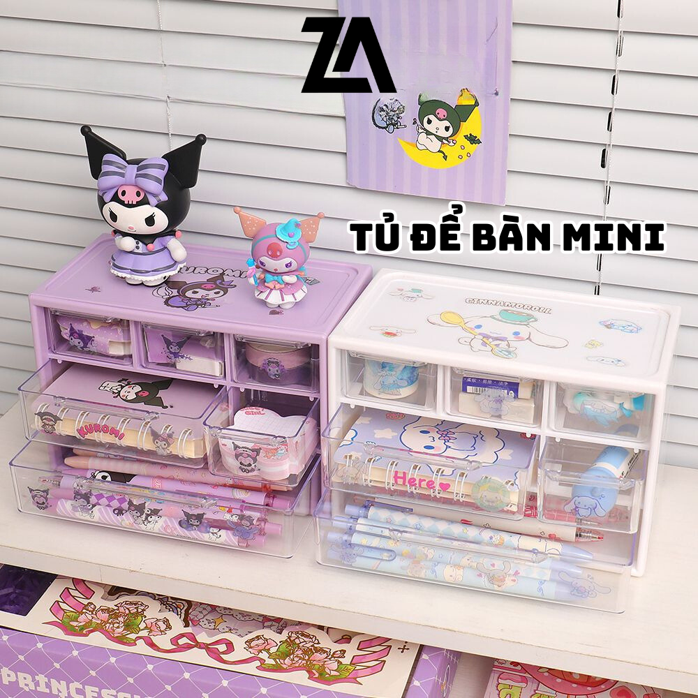 Tủ để bàn mini chất liệu nhựa PP cứng cáp, kệ đựng đồ 3 tầng nhiều ngăn với 4 màu sắc bắt mắt AZSTORE