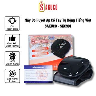 Máy Đo Huyết Áp Cổ Tay Sakuco Đo Tự Động Không Cần Bơm Tay, Màn Hình Led Cảnh Báo Huyết Áp Và Nhịp Tim Bất Thường SKC901