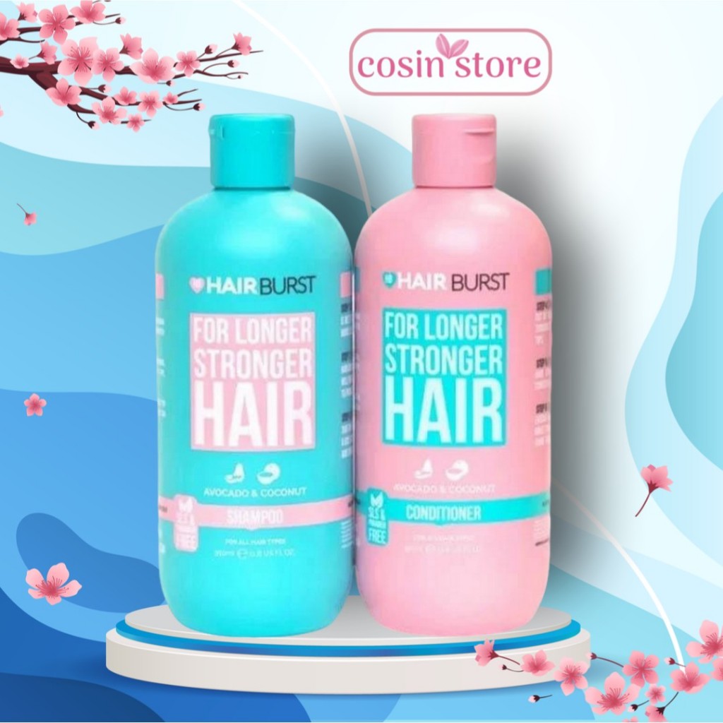 Bộ Dầu Gội HairBurst For Longer Stronger Cải Thiện Rụng Tóc 2 chai 350ml của Anh shop Cosin Store