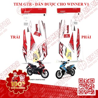 Tem Honda Racing GTR Trắng Đỏ Phải Trái  Winner V1, Winner GTR Indo 871X0K56ND0ZBR 871X0K56ND0ZBL ZIN ZIN MOTOR