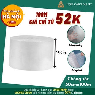 Xốp chống sốc, xốp hơi bọc hàng 50cmx100m, bóng khí, xốp nổ chống xốc giá rẻ- Hộp Carton HT