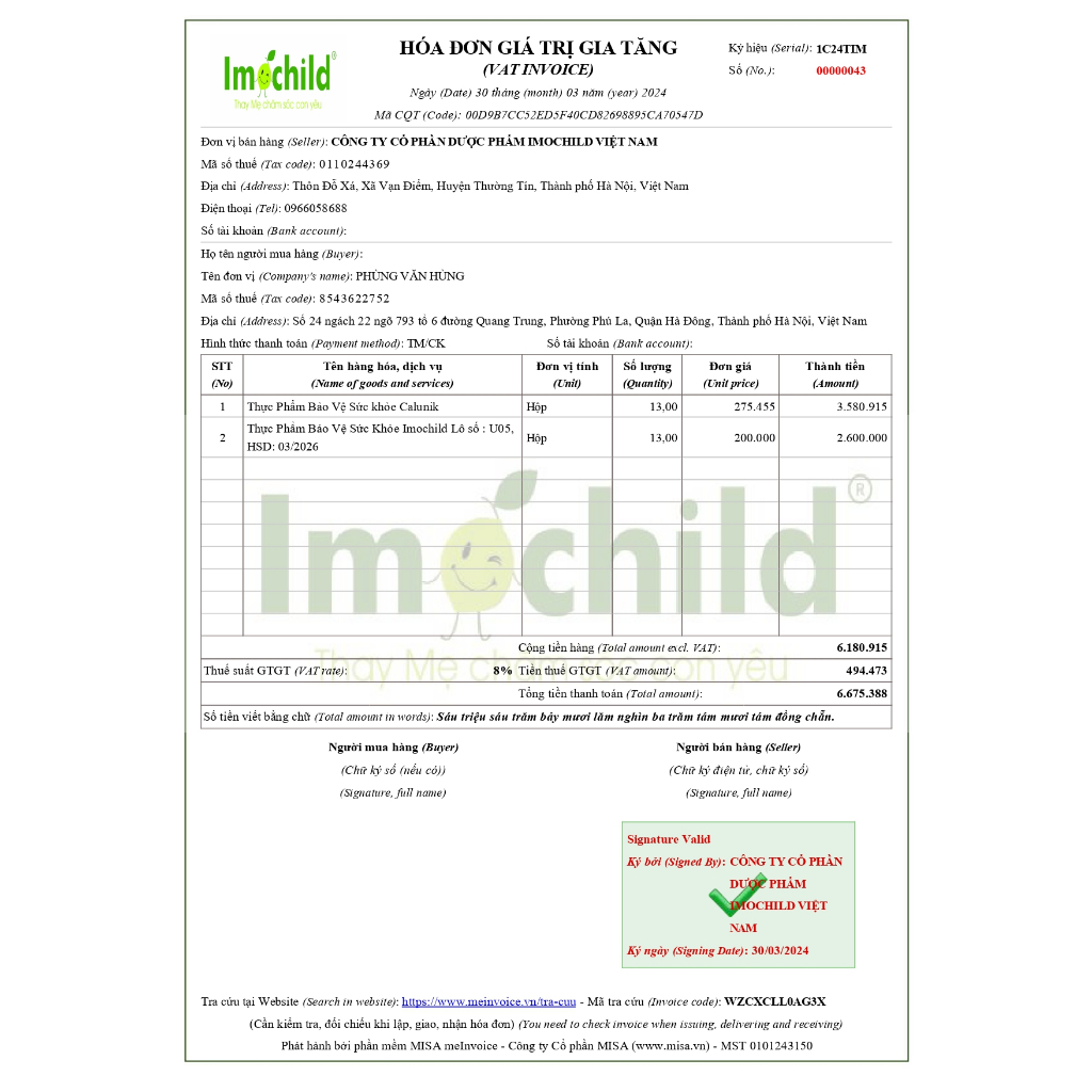 Calunik Imochild - Bổ sung Canxi, Magie, Vitamin D3 và K2 cho trẻ em từ 1 tuổi và người lớn (DT125ml)