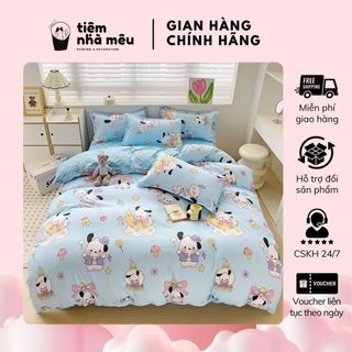 Bộ 4 Món Vỏ Chăn Ga Gối Cottoon 3D 80% Nhiều Hoạ Tiết Dễ Thương Bền Bỉ Mềm Mịn Fullsize Tiệm Nhà Mêu