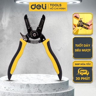 Kìm Tuốt Dây Điện Đa Năng Chính Hãng DELI - Tuốt Dây Siêu Mượt - Tay Cầm Chống Trơn Trượt -