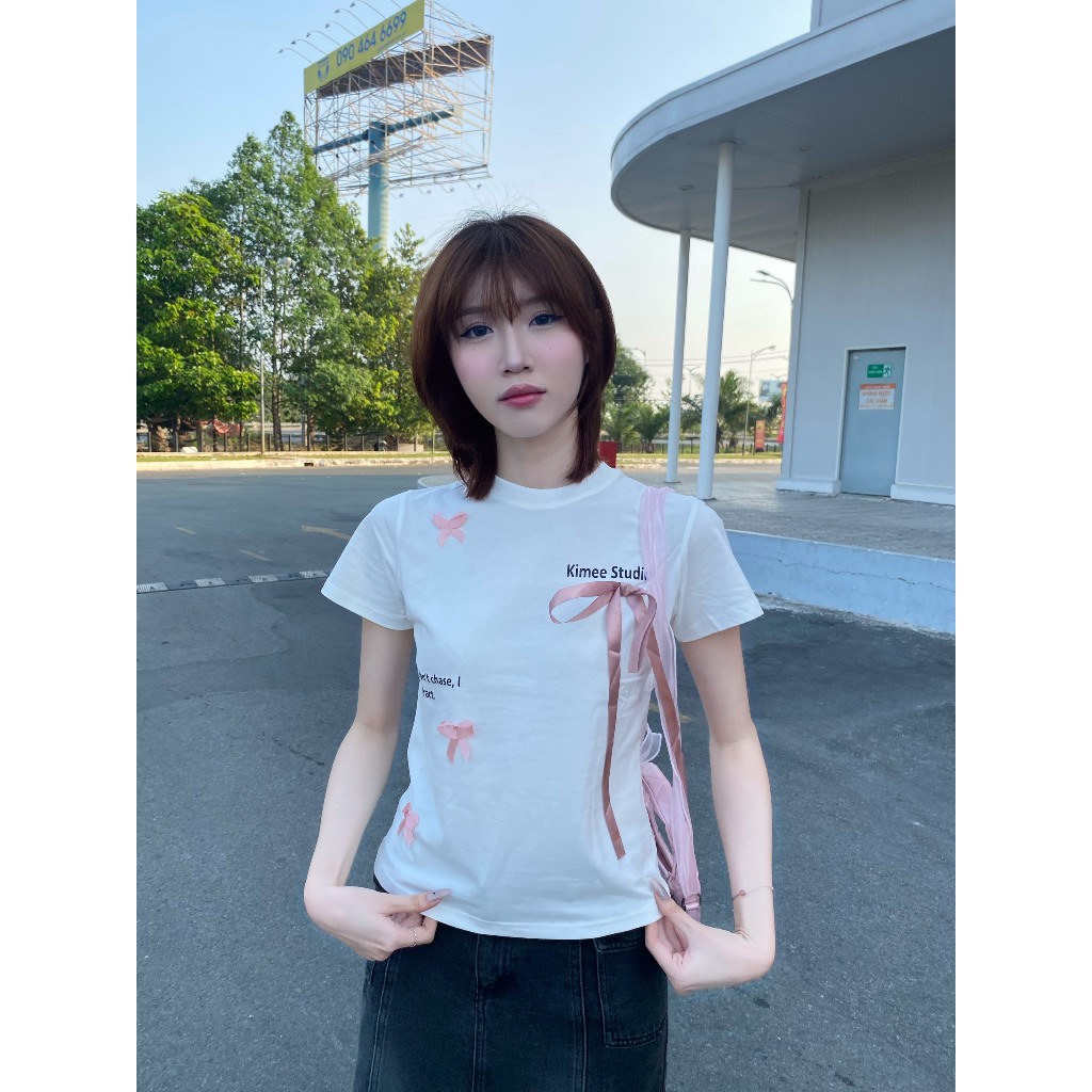 Áo baby tee brandy coquette phối nơ siêu xinh vải thun cotton | BigBuy360 - bigbuy360.vn