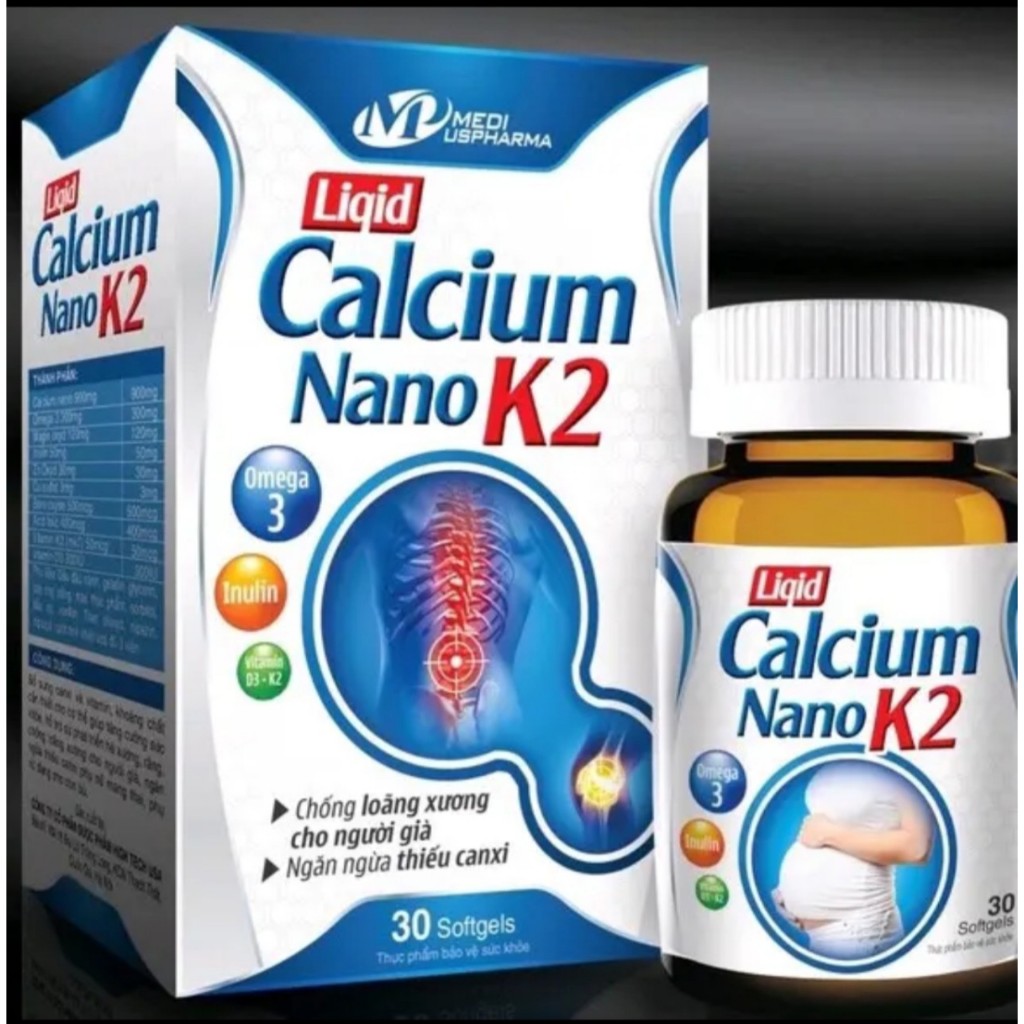 [Hộp 30 viên] BỔ SUNG Canxi CALCIUM NANO k2 Chống Còi Xương, Loãng Xương