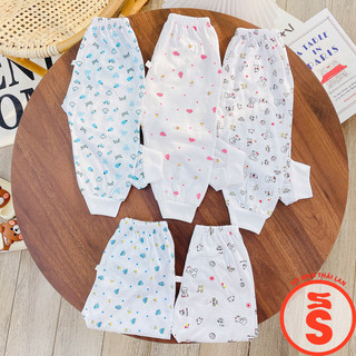 Quần dài sơ sinh đáp đũng họa tiết bình sữa mỏng mát cho bé q05