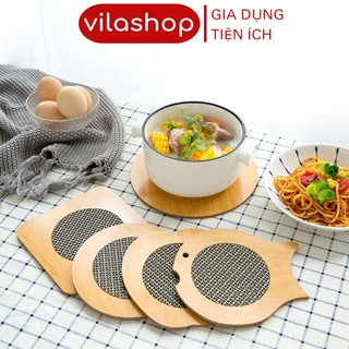 Miếng gỗ lót nồi cách nhiệt, đế gỗ lót nồi xoong, chén bát, lót ly cốc cách nhiệt