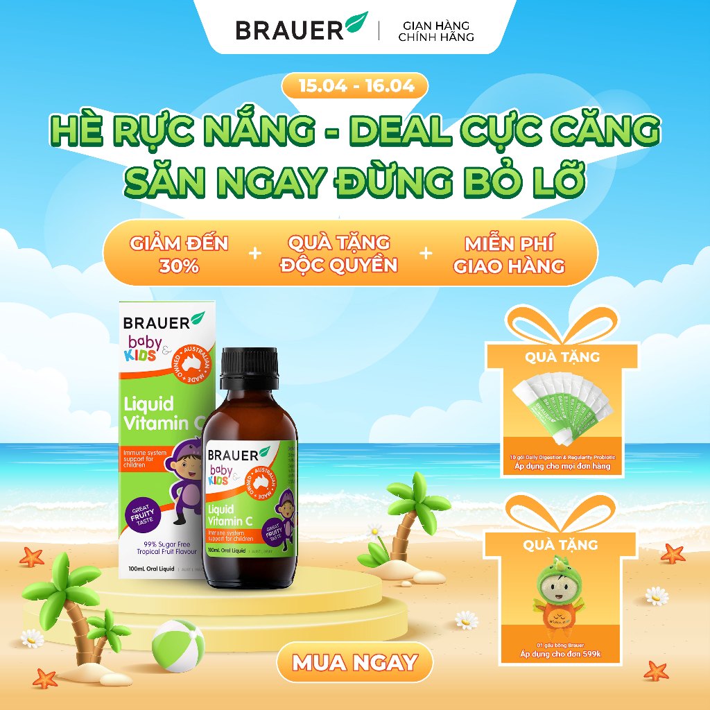 Siro BRAUER Liquid Vitamin C cho trẻ từ 1 tuổi (100ml)