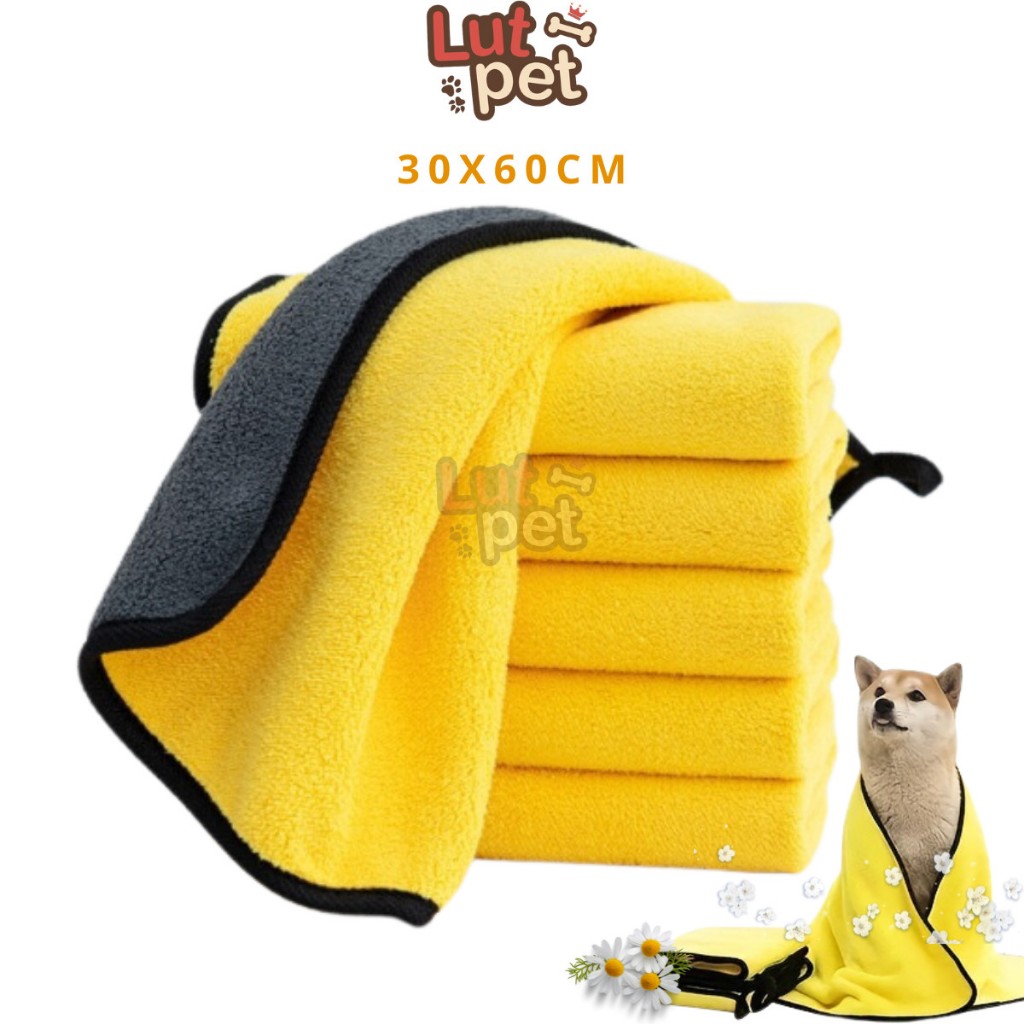 Khăn tắm cho chó mèo, khăn siêu thấm hút đa năng , lau chùi, vệ sinh lông cho thú cưng - lutpet