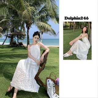 Váy maxi đi biển dự tiệc đầm bigsize 2 dây cổ yếm hoa nổi bật dáng chữ A xuông dài che khuyết điểm nữ vintage 5124 CT-51