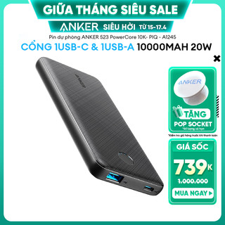  Pin sạc dự phòng ANKER 523 PowerCore 10000mAh với cổng PIQ 20W - 2 cổng 1USB-C & 1USB-A - A1245
