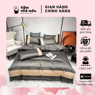 Bộ 4 Món Vỏ Chăn Ga Gối lụa 40s Dream City Hàng Cao Cấp Sang Trọng Óng Mượt Freesize Tiệm Nhà Mêu