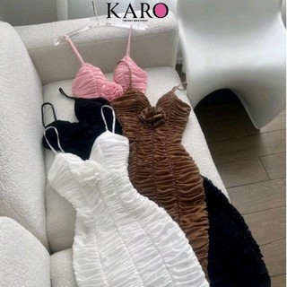 Đầm 2 dây gân nhúng dài - carotshop
