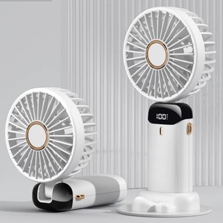 Quạt mini cầm tay TEKKIN pin khủng 10000 mah, quạt tích điện gấp gọn 5 cấp độ gió linh hoạt, led hiện thị % pin tiện lợi