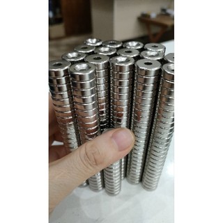 Nam châm viên siêu mạnh 15x5mm lỗ 4mm siêu mạnh hít bi sắt biển bảng