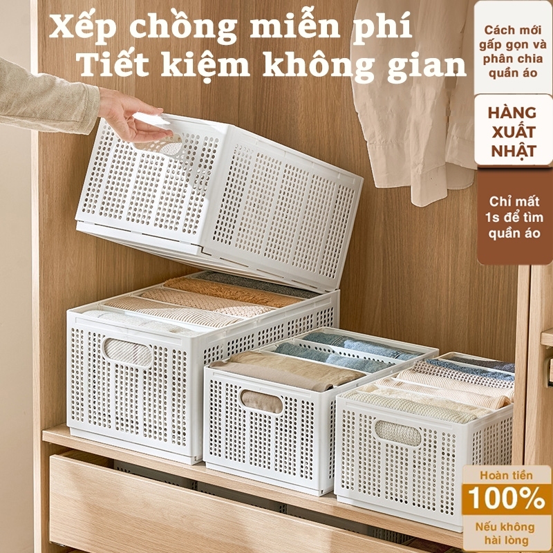 Hộp Đựng Quần Áo Chia Ngăn  | Giỏ Nhựa Đựng Đồ Lót, Tất Vớ, Kệ Gấp Gọn Tiện Lợi