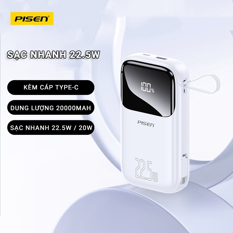 [Hỏa tốc] Sạc dự Phòng PISEN QUICK POWERLink - HẠT ĐẬU NĂNG LƯỢNG KÈM CÁP Chuẩn CCC | BigBuy360 - bigbuy360.vn